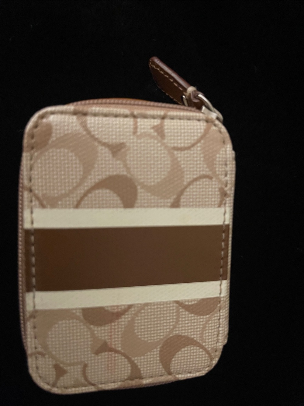 Coach Beige and Brown Designer Pattern Pill case never used
